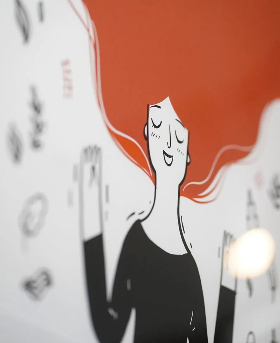 Hand painted mural artwork on the interior wall of Cafe Cosy Moss Vale